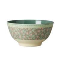 Mini Floral Print Melamine Bowl With Olive Green Rice DK